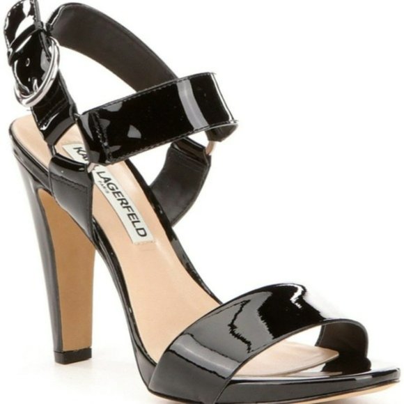 Karl Lagerfeld Paris Cieone Ankle Strap Patent Leather Dress Sandals -8.5 - Picture 6 of 9